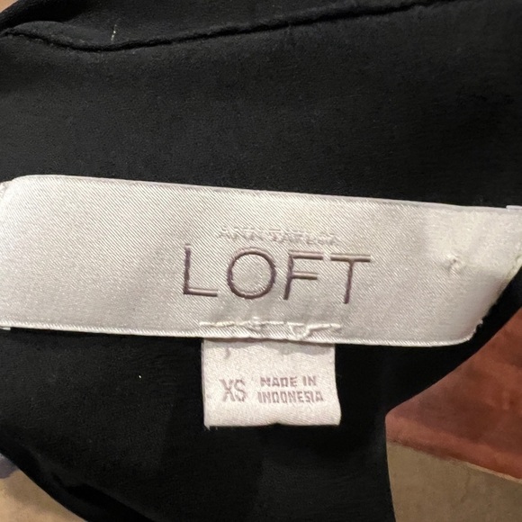 Loft Black Button Down 3/4 Sleeve Blouse XS - Picture 6 of 7